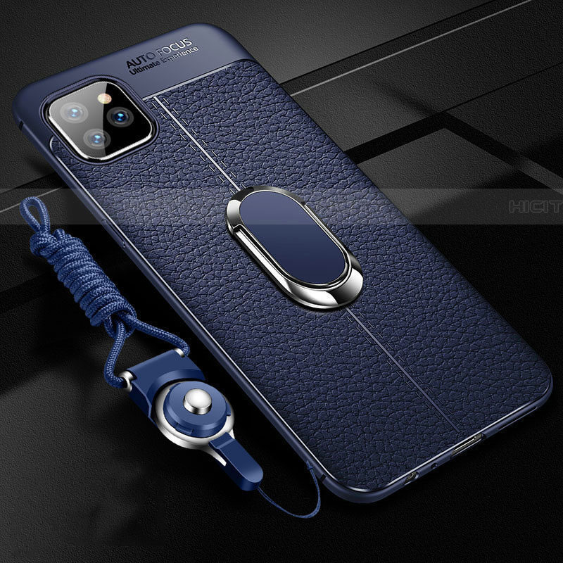 Funda Silicona Goma de Cuero Carcasa con Magnetico Anillo de dedo Soporte T04 para Apple iPhone 11 Pro Max