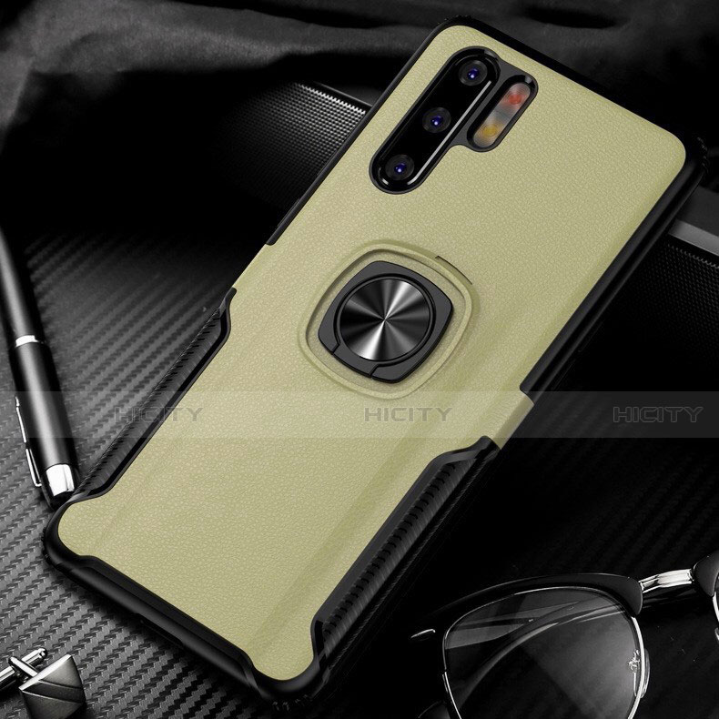 Funda Silicona Goma de Cuero Carcasa con Magnetico Anillo de dedo Soporte T05 para Huawei P30 Pro New Edition