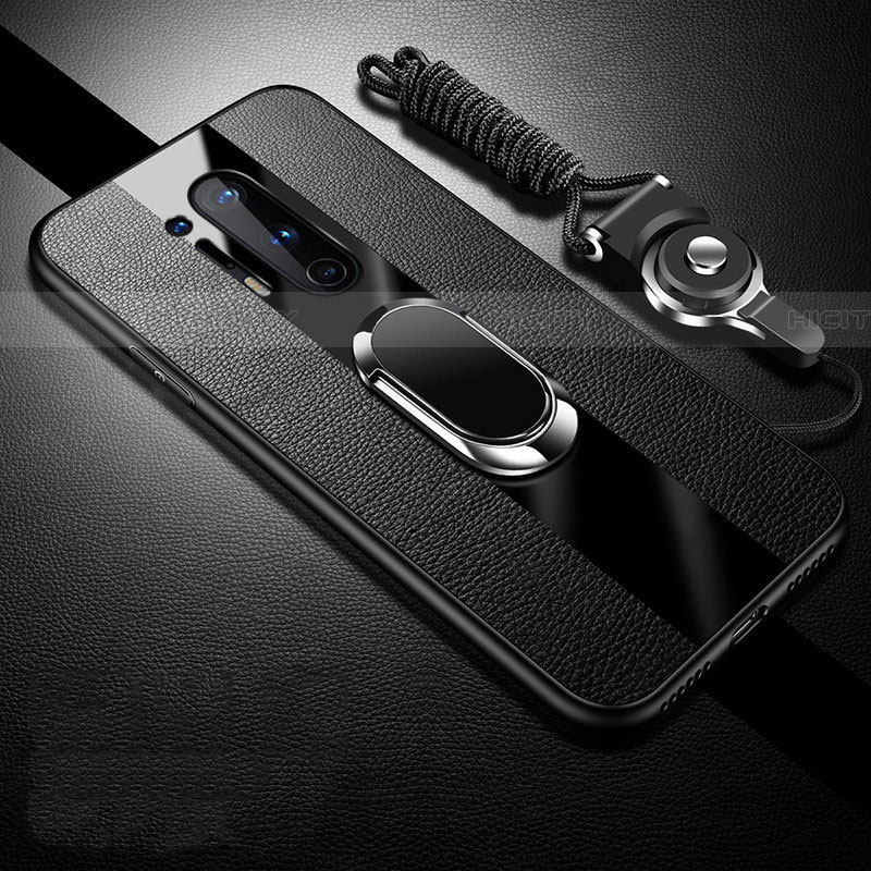 Funda Silicona Goma de Cuero Carcasa con Magnetico Anillo de dedo Soporte T05 para OnePlus 8 Pro