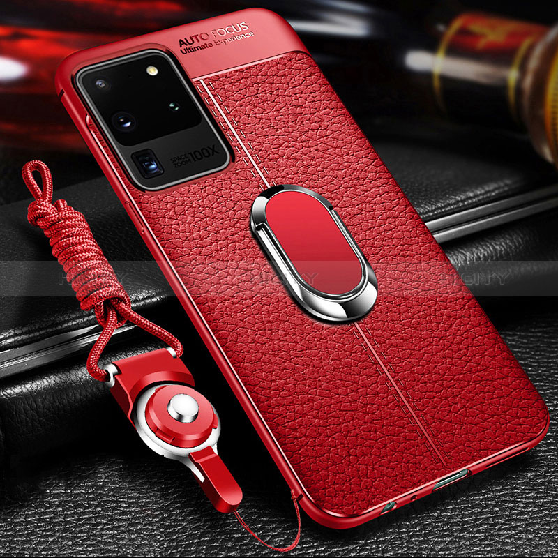 Funda Silicona Goma de Cuero Carcasa con Magnetico Anillo de dedo Soporte WL1 para Samsung Galaxy S20 Ultra