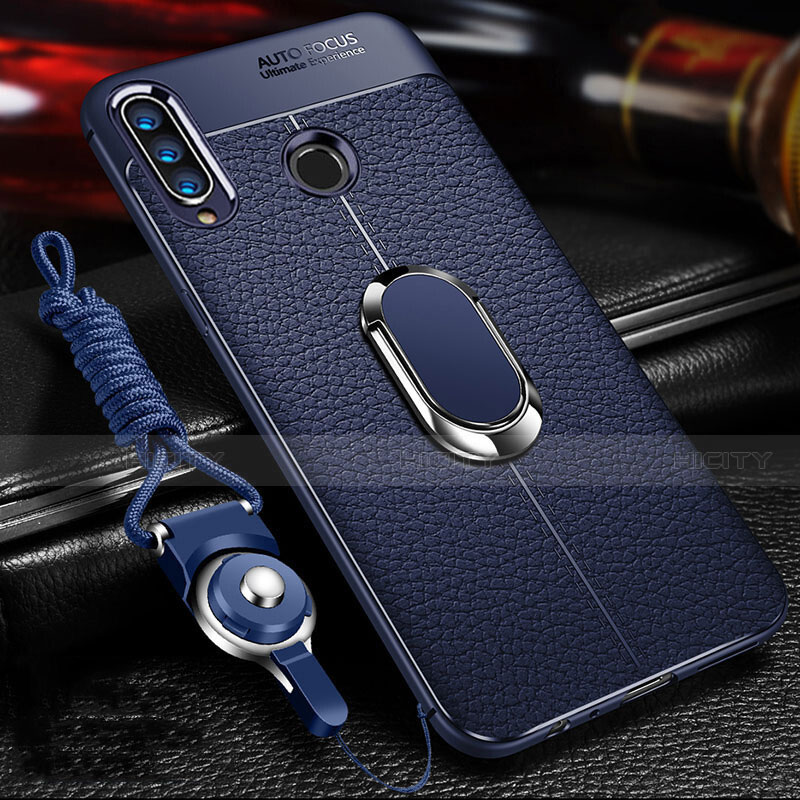 Funda Silicona Goma de Cuero Carcasa con Magnetico Anillo de dedo Soporte Z01 para Huawei P30 Lite