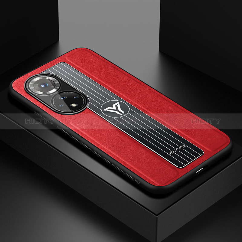 Funda Silicona Goma de Cuero Carcasa con Magnetico FL1 para Huawei Honor 50 Pro 5G Rojo