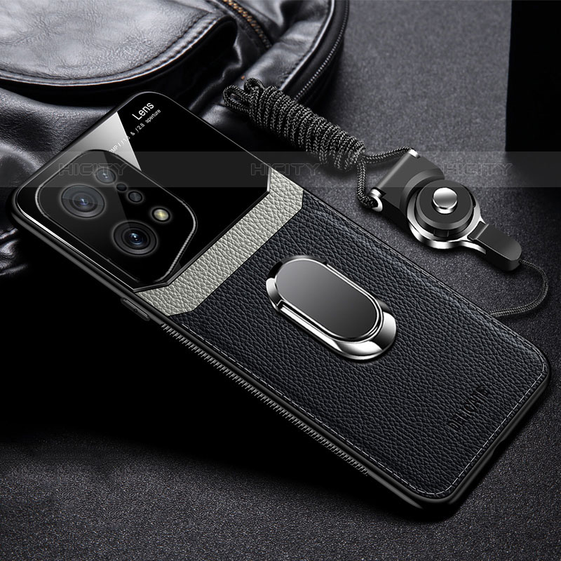 Funda Silicona Goma de Cuero Carcasa con Magnetico FL1 para Oppo Find X5 Pro 5G Negro