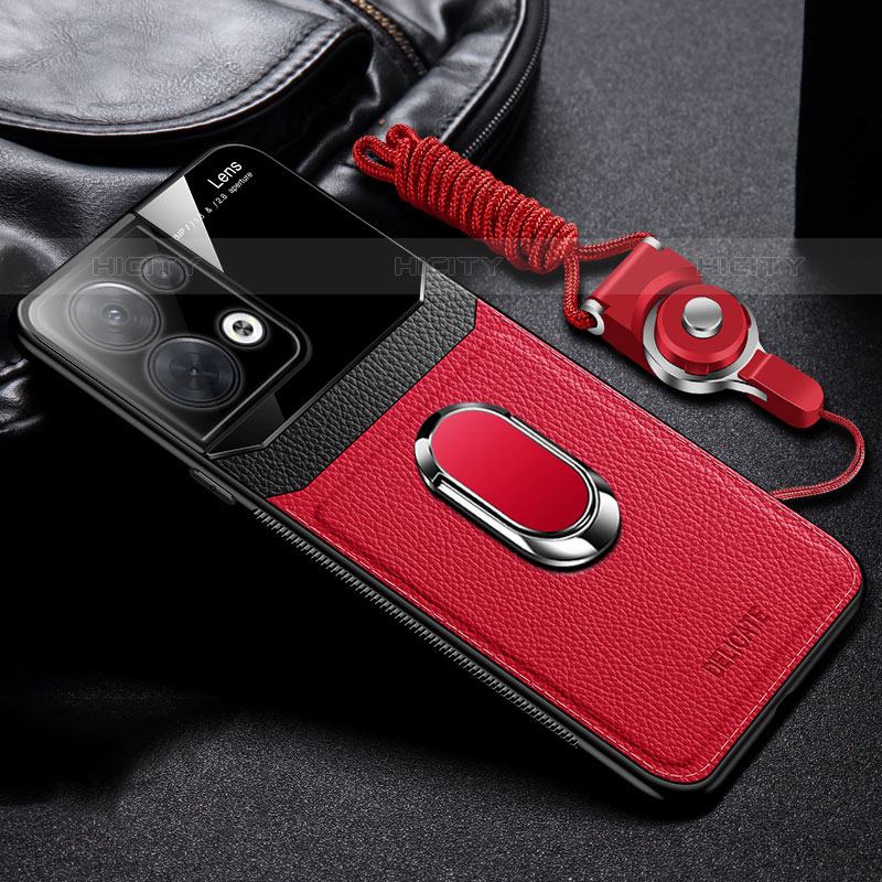 Funda Silicona Goma de Cuero Carcasa con Magnetico FL1 para Oppo Reno8 Pro+ Plus 5G Rojo