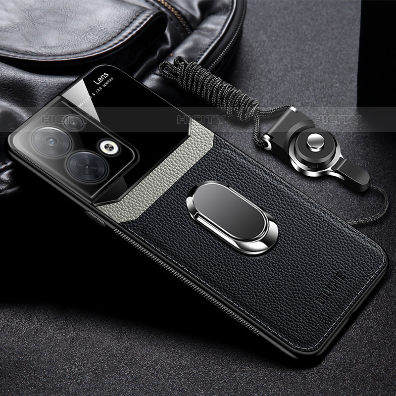 Funda Silicona Goma de Cuero Carcasa con Magnetico FL1 para Oppo Reno9 5G Negro