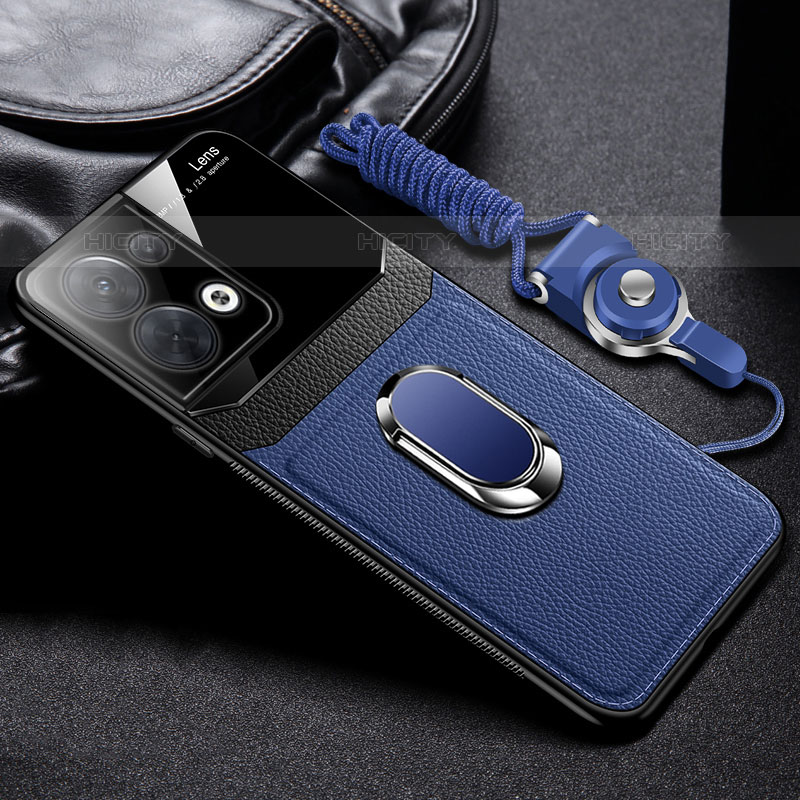 Funda Silicona Goma de Cuero Carcasa con Magnetico FL1 para Oppo Reno9 Pro 5G Azul