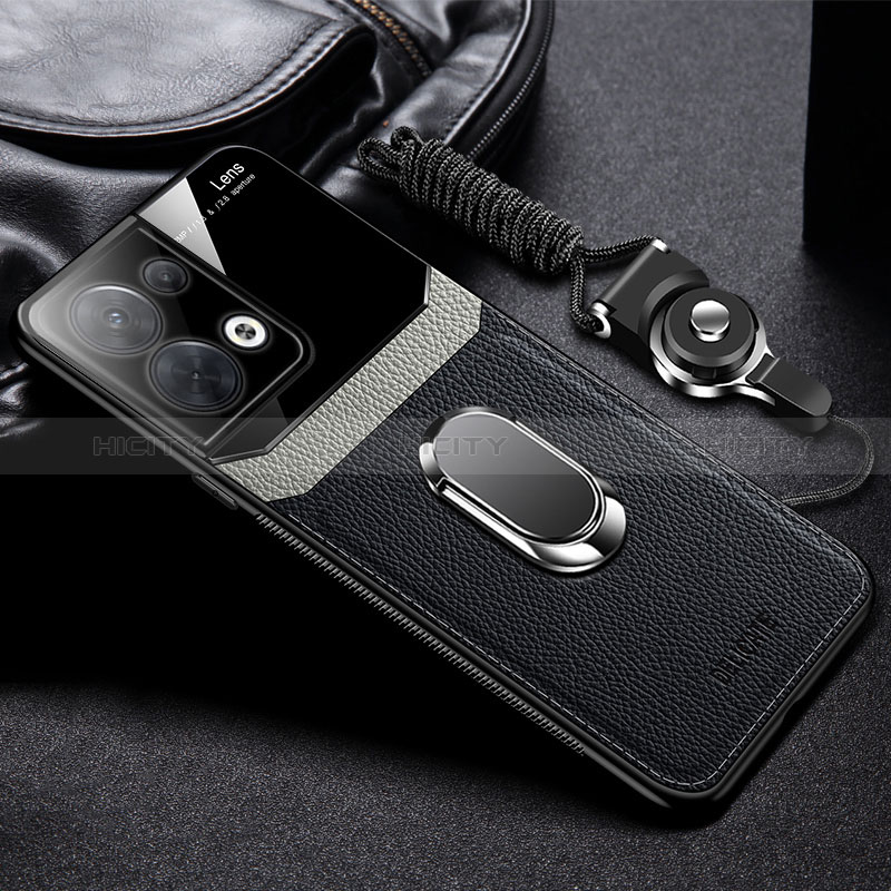 Funda Silicona Goma de Cuero Carcasa con Magnetico FL1 para Oppo Reno9 Pro+ Plus 5G Negro