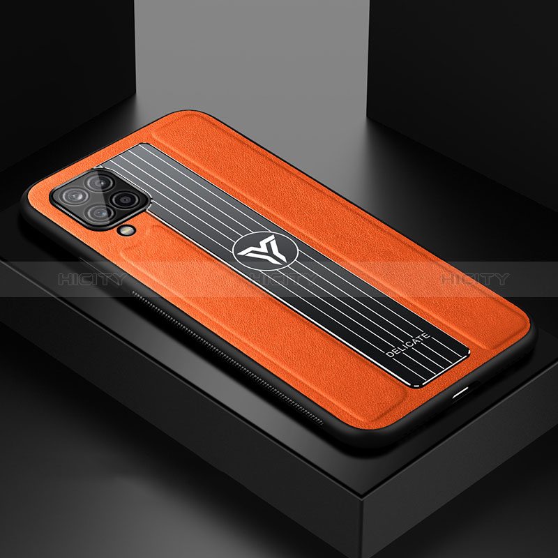 Funda Silicona Goma de Cuero Carcasa con Magnetico FL1 para Samsung Galaxy A12 5G Naranja