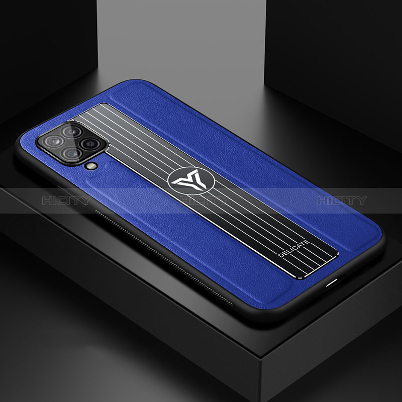 Funda Silicona Goma de Cuero Carcasa con Magnetico FL1 para Samsung Galaxy A12 Azul