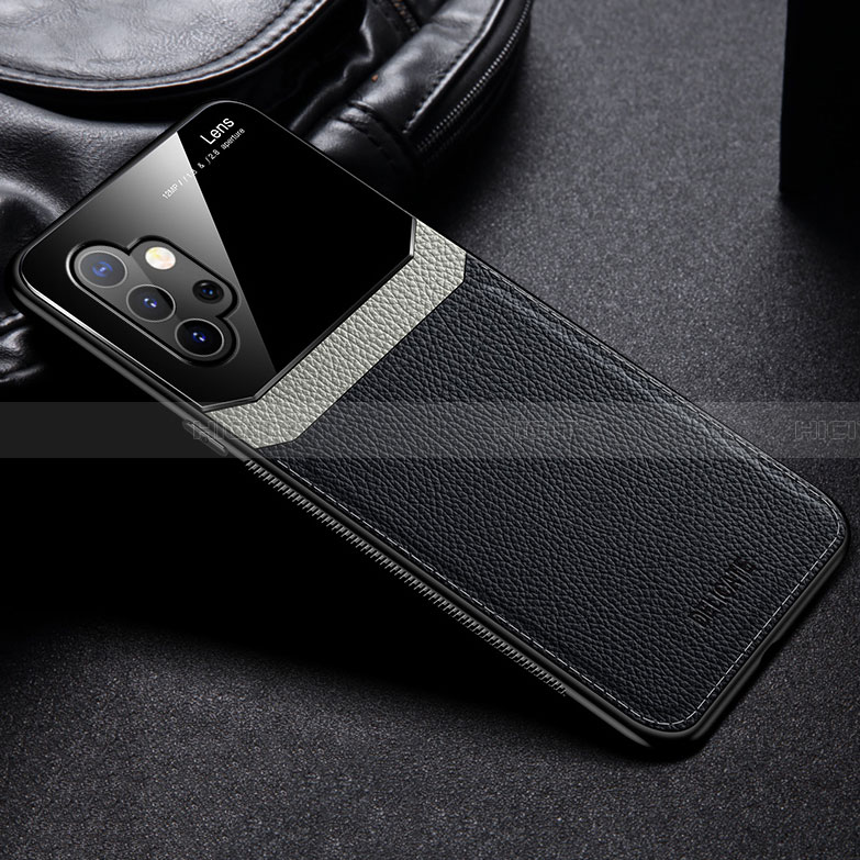 Funda Silicona Goma de Cuero Carcasa con Magnetico FL1 para Samsung Galaxy A32 4G Negro