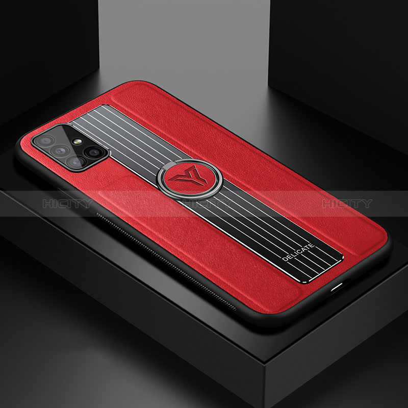 Funda Silicona Goma de Cuero Carcasa con Magnetico FL1 para Samsung Galaxy A51 4G Rojo