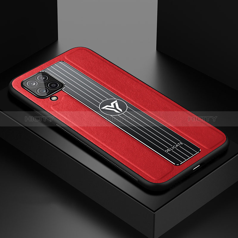 Funda Silicona Goma de Cuero Carcasa con Magnetico FL1 para Samsung Galaxy F12 Rojo