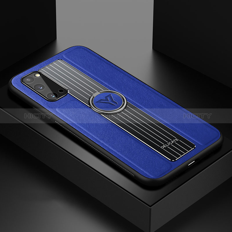 Funda Silicona Goma de Cuero Carcasa con Magnetico FL1 para Samsung Galaxy S20 Azul