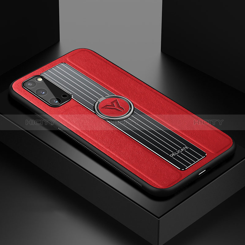 Funda Silicona Goma de Cuero Carcasa con Magnetico FL1 para Samsung Galaxy S20 Rojo