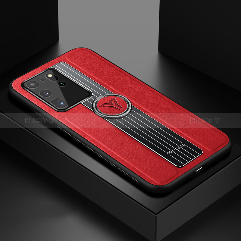 Funda Silicona Goma de Cuero Carcasa con Magnetico FL1 para Samsung Galaxy S20 Ultra 5G Rojo