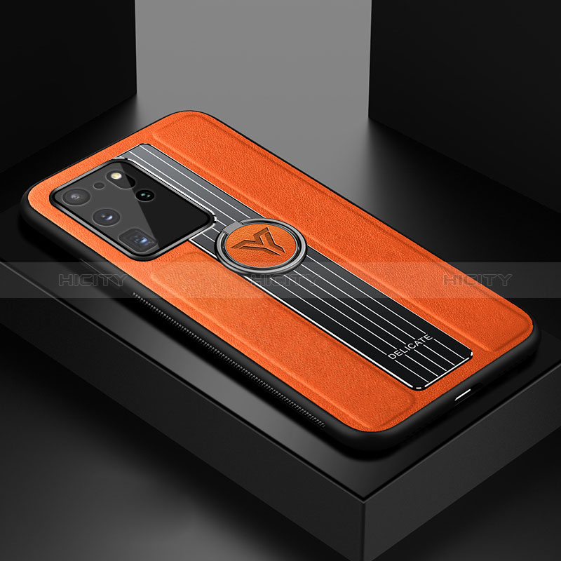 Funda Silicona Goma de Cuero Carcasa con Magnetico FL1 para Samsung Galaxy S20 Ultra Naranja