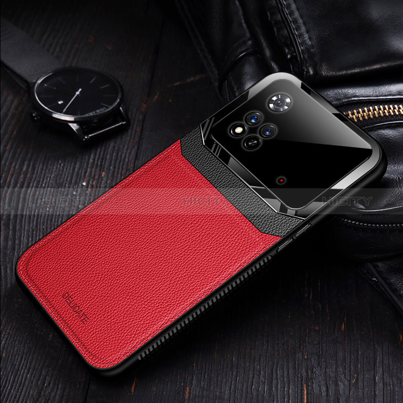 Funda Silicona Goma de Cuero Carcasa con Magnetico FL1 para Xiaomi Poco M4 Pro 4G