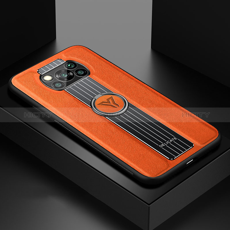 Funda Silicona Goma de Cuero Carcasa con Magnetico FL1 para Xiaomi Poco X3 NFC Naranja