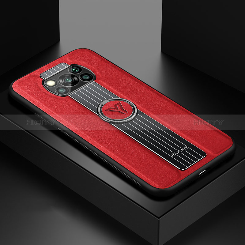 Funda Silicona Goma de Cuero Carcasa con Magnetico FL1 para Xiaomi Poco X3 Pro Rojo