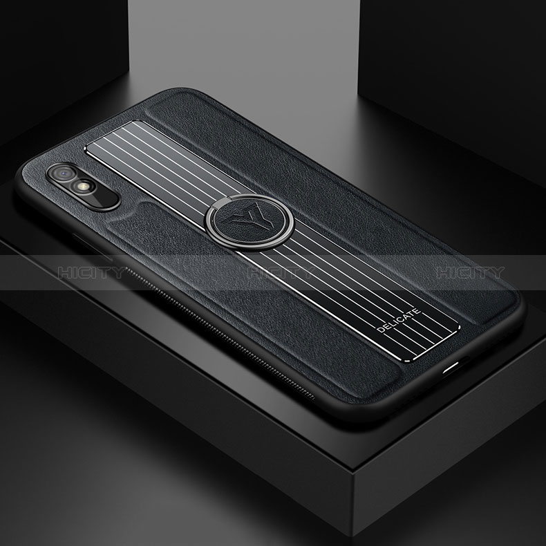 Funda Silicona Goma de Cuero Carcasa con Magnetico FL1 para Xiaomi Redmi 9A Negro