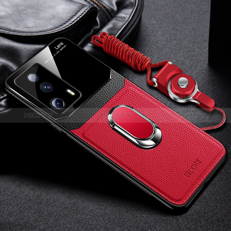 Funda Silicona Goma de Cuero Carcasa con Magnetico FL2 para Xiaomi Civi 2 5G Rojo