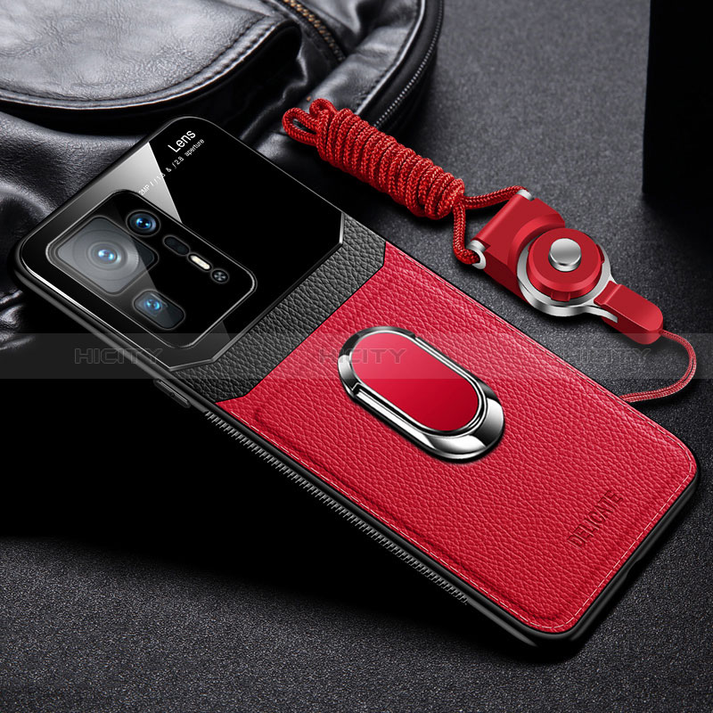 Funda Silicona Goma de Cuero Carcasa con Magnetico FL2 para Xiaomi Mi Mix 4 5G Rojo