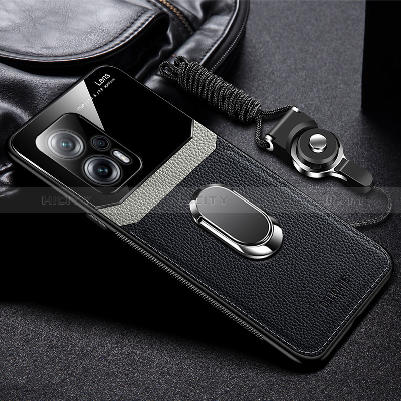 Funda Silicona Goma de Cuero Carcasa con Magnetico FL2 para Xiaomi Redmi K50i 5G Negro