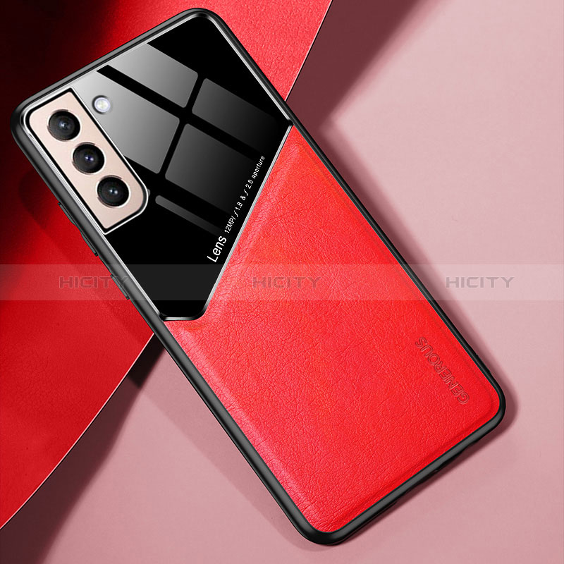 Funda Silicona Goma de Cuero Carcasa con Magnetico M01 para Samsung Galaxy S24 5G Rojo