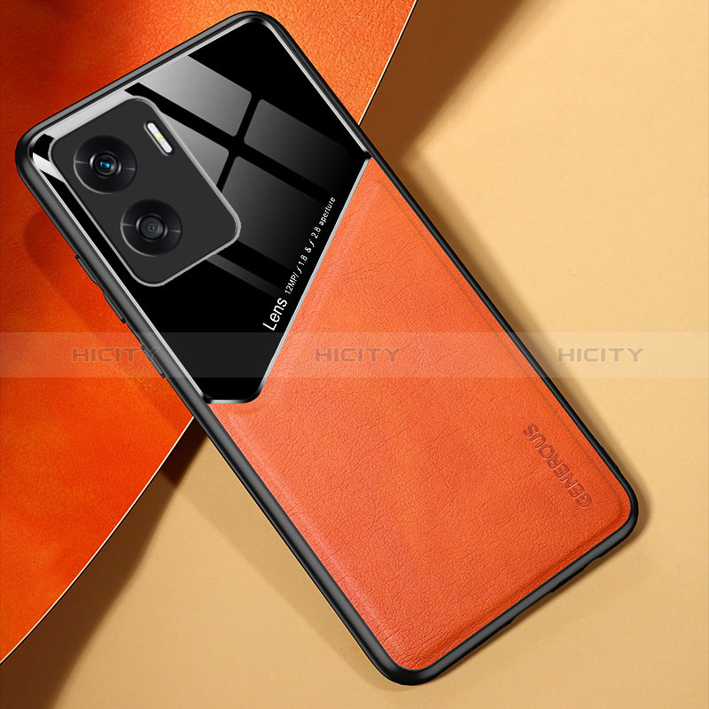 Funda Silicona Goma de Cuero Carcasa con Magnetico para Huawei Honor 90 Lite 5G Naranja