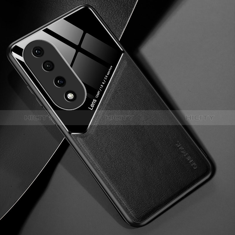 Funda Silicona Goma de Cuero Carcasa con Magnetico para Huawei Honor 90 Pro 5G Negro