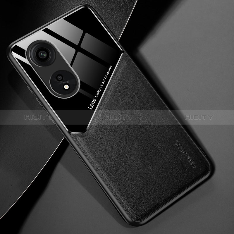 Funda Silicona Goma de Cuero Carcasa con Magnetico para Huawei Honor X5 Plus Negro