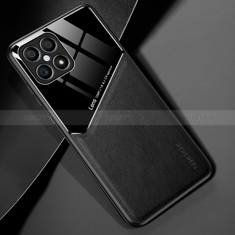 Funda Silicona Goma de Cuero Carcasa con Magnetico para Huawei Honor X8 4G Negro