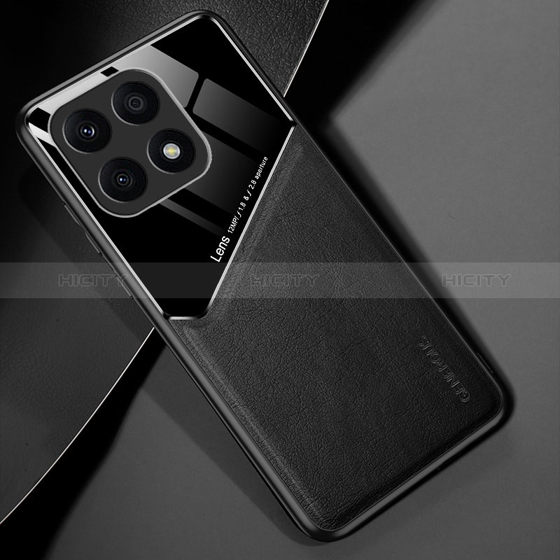 Funda Silicona Goma de Cuero Carcasa con Magnetico para Huawei Honor X8a 4G Negro