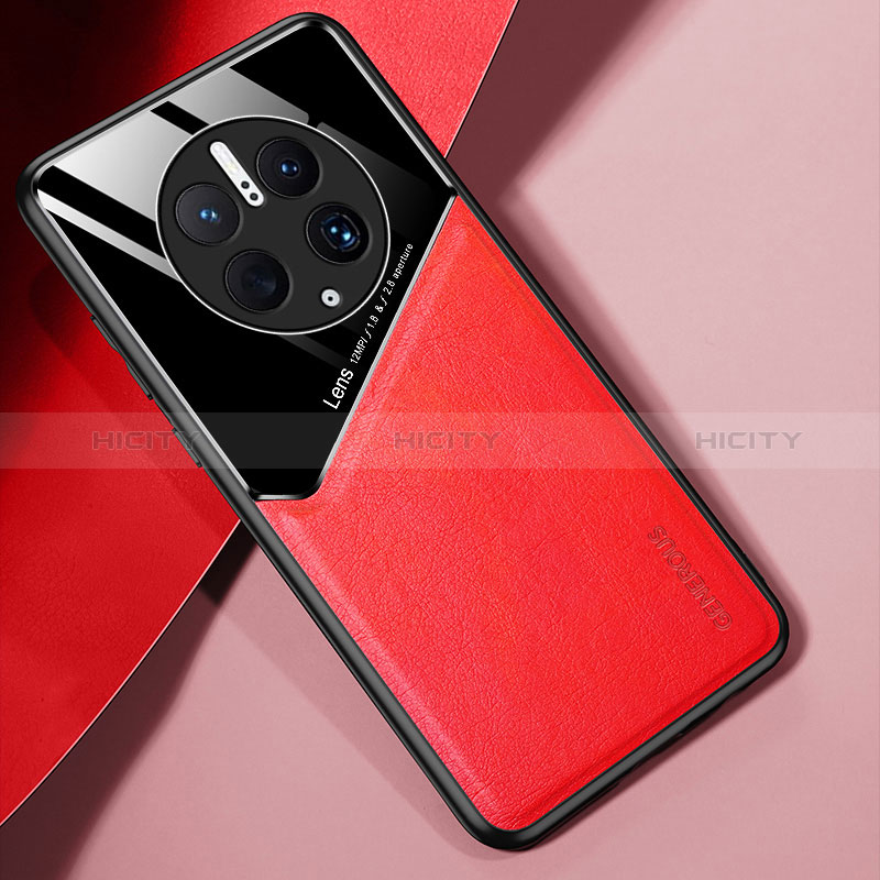 Funda Silicona Goma de Cuero Carcasa con Magnetico para Huawei Mate 50 Pro Rojo