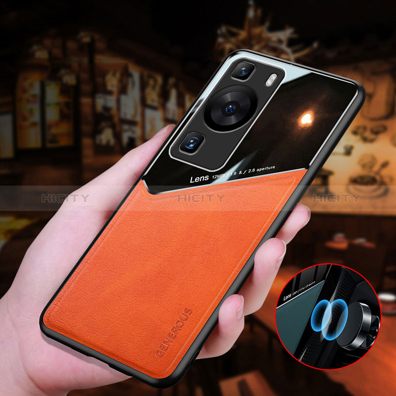 Funda Silicona Goma de Cuero Carcasa con Magnetico para Huawei P60 Pro