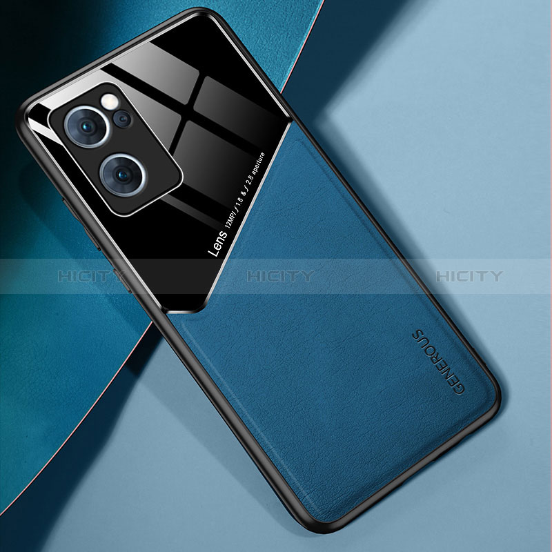 Funda Silicona Goma de Cuero Carcasa con Magnetico para OnePlus Nord CE 2 5G Azul