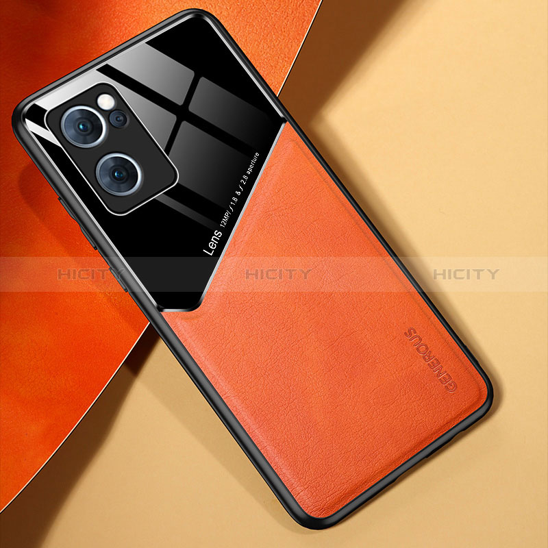 Funda Silicona Goma de Cuero Carcasa con Magnetico para OnePlus Nord CE 2 5G Naranja