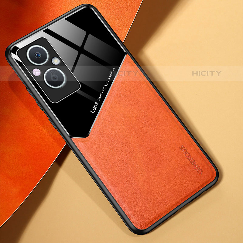 Funda Silicona Goma de Cuero Carcasa con Magnetico para Oppo F21s Pro 5G Naranja