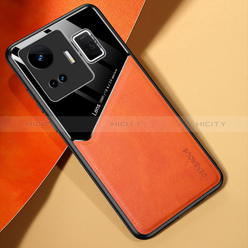 Funda Silicona Goma de Cuero Carcasa con Magnetico para Realme GT Neo5 240W 5G Naranja