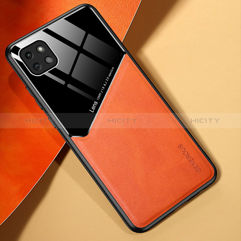 Funda Silicona Goma de Cuero Carcasa con Magnetico para Samsung Galaxy A22s 5G Naranja