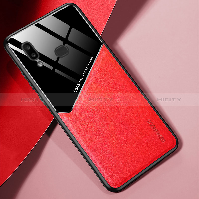 Funda Silicona Goma de Cuero Carcasa con Magnetico para Samsung Galaxy M01s Rojo