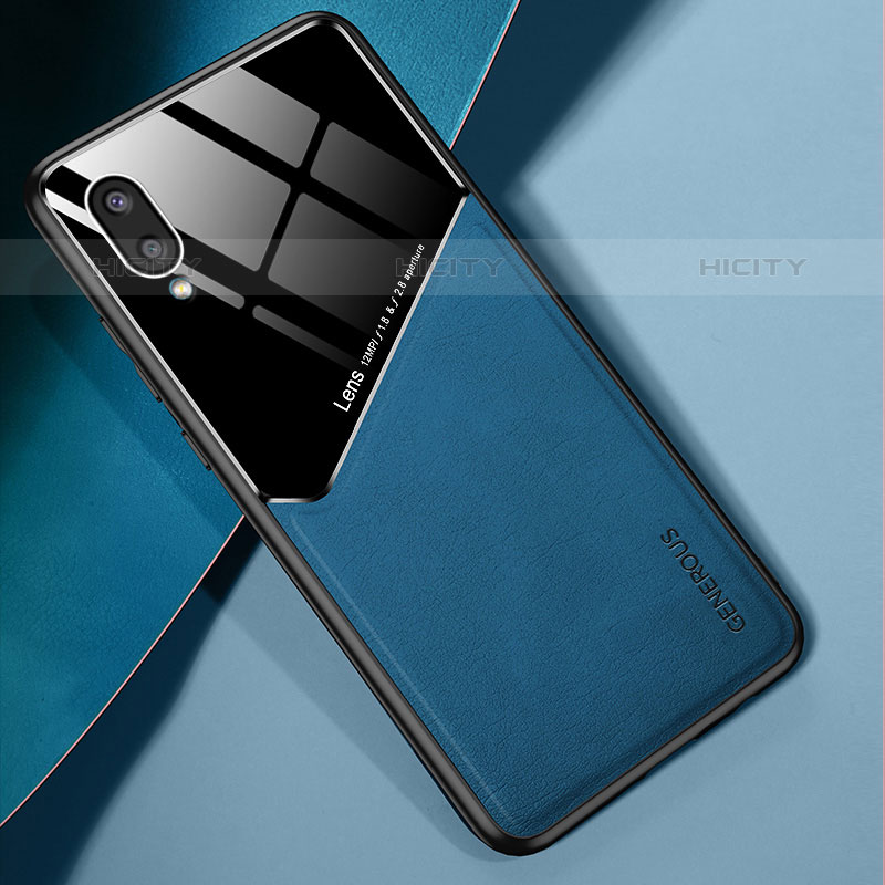 Funda Silicona Goma de Cuero Carcasa con Magnetico para Samsung Galaxy M02 Azul