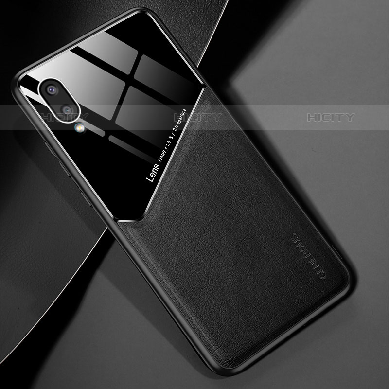 Funda Silicona Goma de Cuero Carcasa con Magnetico para Samsung Galaxy M02 Negro