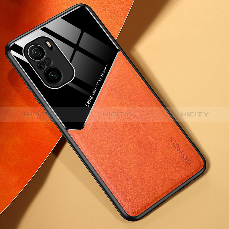 Funda Silicona Goma de Cuero Carcasa con Magnetico para Xiaomi Mi 11X Pro 5G Naranja