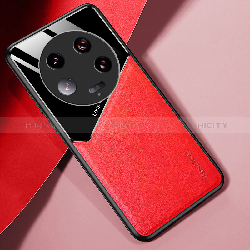 Funda Silicona Goma de Cuero Carcasa con Magnetico para Xiaomi Mi 13 Ultra 5G Rojo