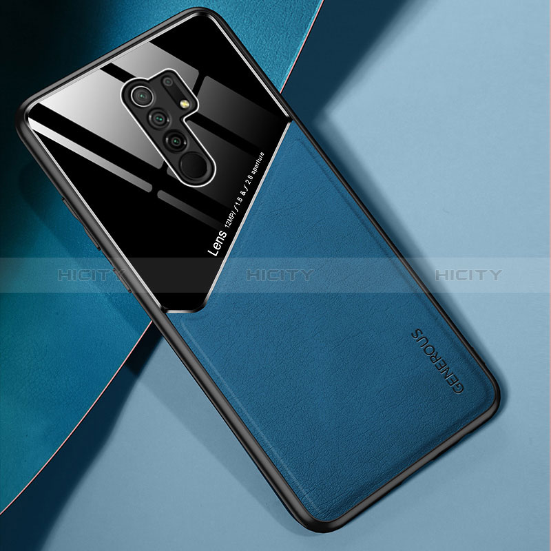 Funda Silicona Goma de Cuero Carcasa con Magnetico para Xiaomi Redmi 9 Prime India