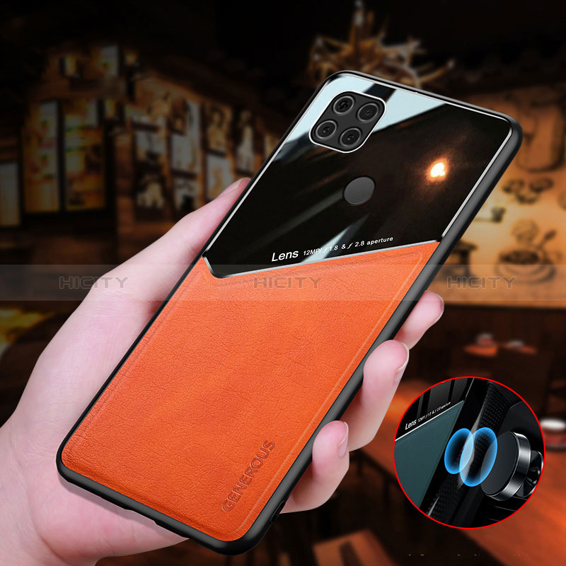 Funda Silicona Goma de Cuero Carcasa con Magnetico para Xiaomi Redmi 9C