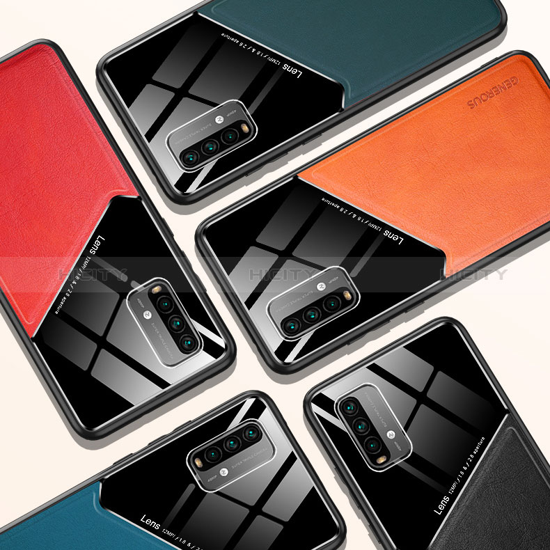 Funda Silicona Goma de Cuero Carcasa con Magnetico para Xiaomi Redmi Note 9 4G