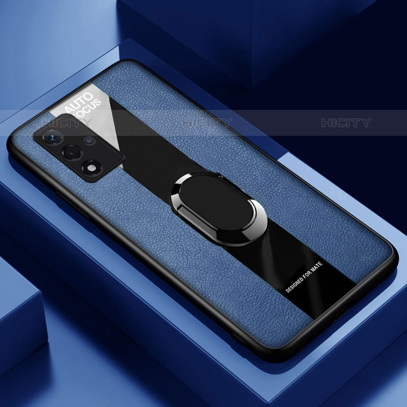 Funda Silicona Goma de Cuero Carcasa con Magnetico S01 para Oppo A93 5G Azul