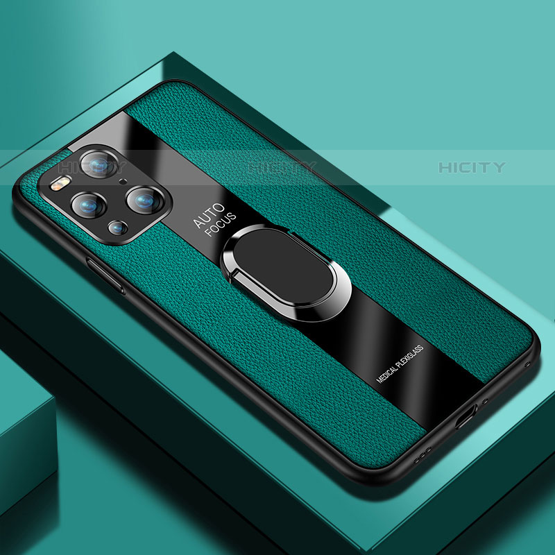 Funda Silicona Goma de Cuero Carcasa con Magnetico S01 para Oppo Find X3 Pro 5G Verde